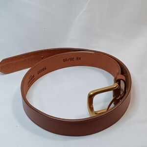 Lands End Brown Leather Belt with Gold Buckle 26 Inch
